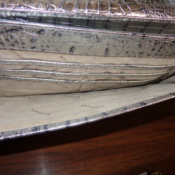 STUNNING Vintage Brahmin SILVER Melbourne Leather Shoulder Bag EXACT Clean LN - Picture 7 of 16